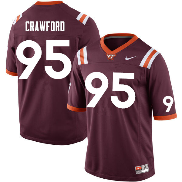 Men #95 DaShawn Crawford Virginia Tech Hokies College Football Jerseys Sale-Maroon